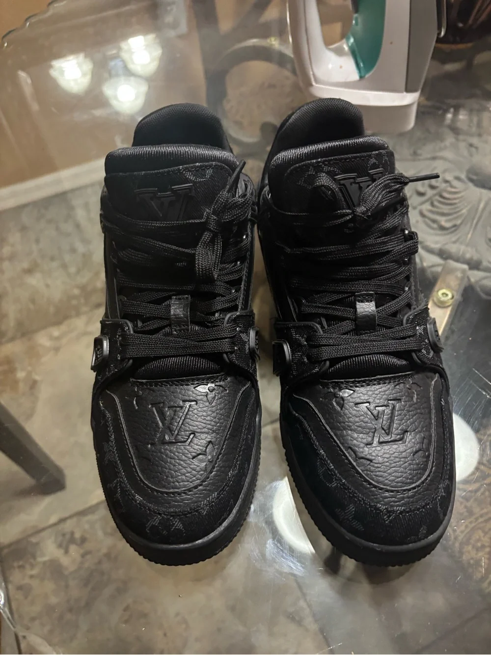 Louis Vuitton Men's Black Monogram Embossed Sneakers - Picture 3 of 5